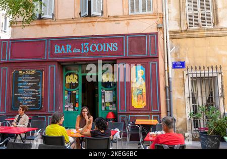 Bar and cafe in Le Panier de Marseille, Marseille, Provence-Alpes-Cote d'Azur, France, Western Europe Stock Photo