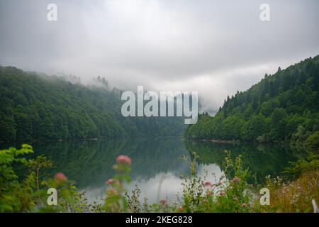 in the morning, a beautiful view of the Shaor reservoir in Georgia Stock Photo