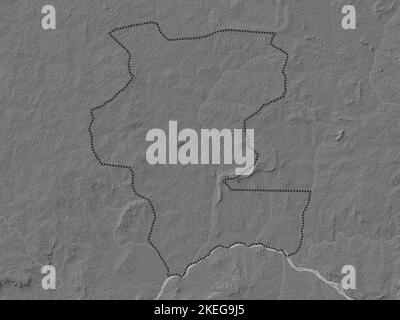 Kemo, prefecture of Central African Republic. Bilevel elevation map with lakes and rivers Stock Photo