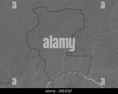 Kemo, prefecture of Central African Republic. Grayscale elevation map with lakes and rivers Stock Photo