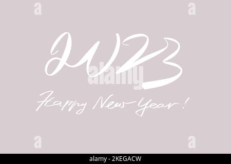 2023 Happy New Year - Stylish hand-written text Stock Photo