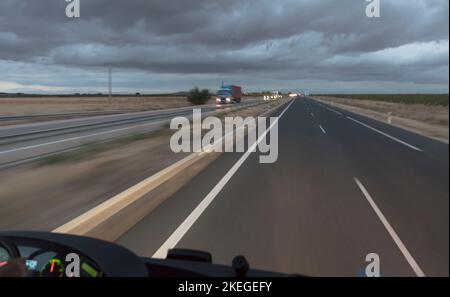 Concept blurred photo of road journey Stock Photo