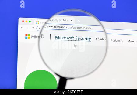 Ostersund, Sweden - Sep 15, 2022: Microsoft Security website on a computer screen. Microsoft Corporation is an American multinational technology corpo Stock Photo