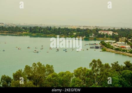 The Seyhan River and Sevgi Adasi Love Island in Adana, Turkey Stock Photo