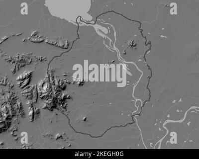 Kampong Chhnang, province of Cambodia. Bilevel elevation map with lakes and rivers Stock Photo