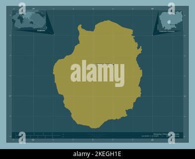 Kampong Chhnang, province of Cambodia. Solid color shape. Locations and names of major cities of the region. Corner auxiliary location maps Stock Photo