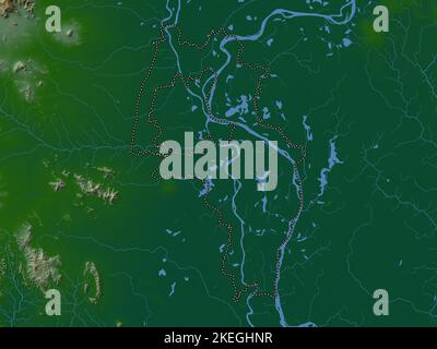 Kandal, province of Cambodia. Colored elevation map with lakes and ...