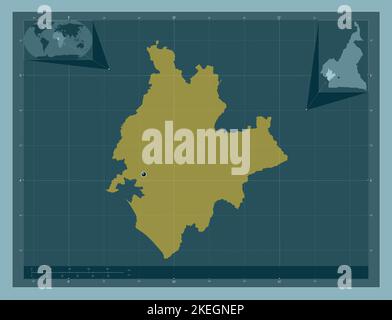 Littoral, region of Cameroon. Solid color shape. Corner auxiliary location maps Stock Photo