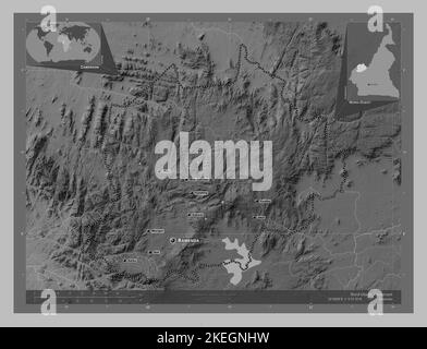Nord, region of Cameroon. Grayscale elevation map with lakes and rivers ...