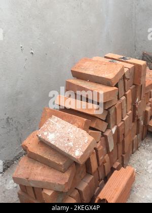 Stacked bricks for construction. Architecture Stock Photo