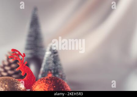 Christmas and New Year background. Christmas ornaments on white soft background.Happy new year. Stock Photo
