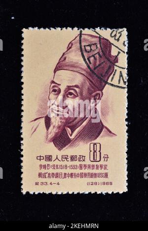 CHINA - CIRCA 1955: A stamps printed in China shows  C33 Scientists of Ancient China (1st Set)  lishizhen li shizhen , circa 1955 Stock Photo