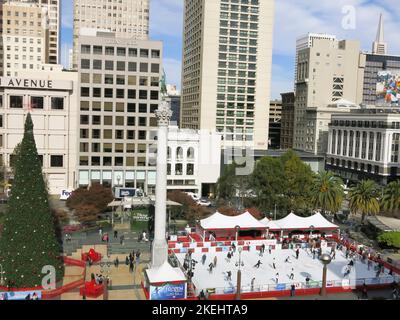 San Francisco's Union Square in the Winter Holiday Spirit Stock Photo