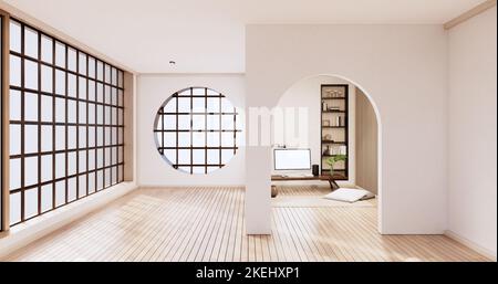 Japan style Big living area in luxury room japandi style decoration.3D rendering Stock Photo