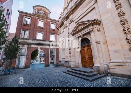 26 July 2022, Munster, Germany: Famous Clemenskirche or Clemens Church in Muenster city. Sightseeing and religious tourism landmarks Stock Photo