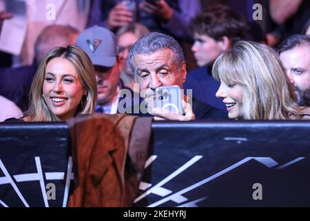 New York, United States. 12th Nov, 2022. American actor Sylvester Stallone is seen accompanied by his wife Jennifer Flavin and their daughter Sophia during UFC 281 at Madson Square Garden in New York in the United States this Saturday, 12. Credit: Brazil Photo Press/Alamy Live News Stock Photo