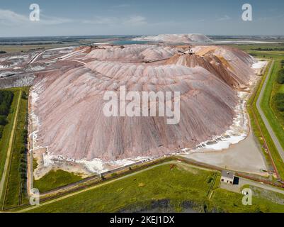 Drilling waste storage site and huges dumps of potash Stock Photo