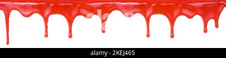 liquid red paint dripping on white background Stock Photo