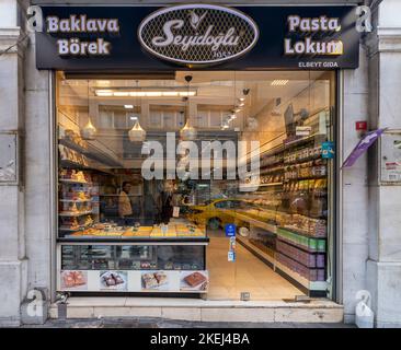 Istanbul, Turkey - September 2, 2022: Traditional Turkish Delight shop, near Taksim Square Stock Photo