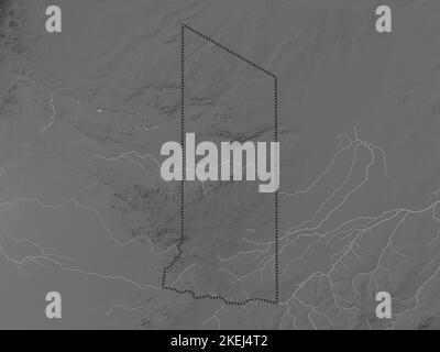 Ennedi Est, region of Chad. Grayscale elevation map with lakes and rivers Stock Photo