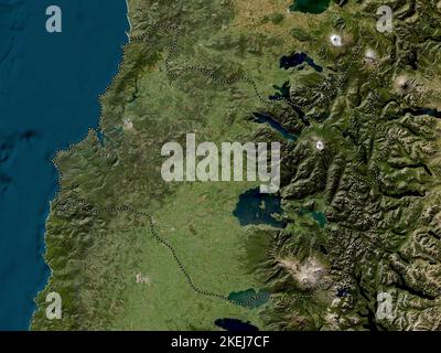 Los Rios, region of Chile. Low resolution satellite map Stock Photo