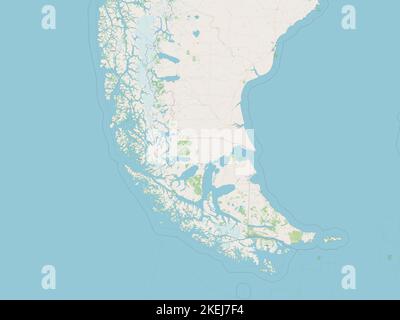 Magallanes y Antartica Chilena, region of Chile. Open Street Map Stock Photo