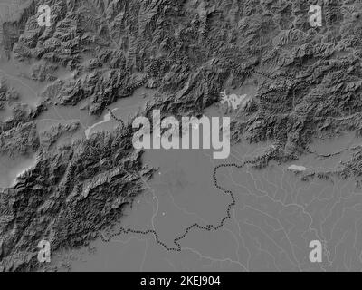 Beijing, municipality of China. Bilevel elevation map with lakes and rivers Stock Photo