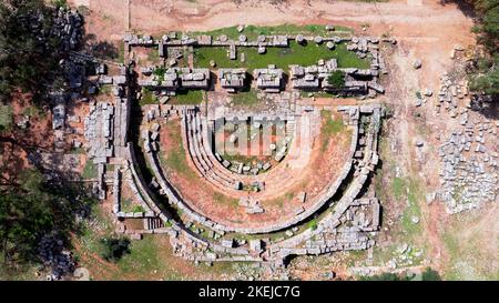 Ptolemais. Cyrenaica. Libya. View of the Odeon, which was a mini theatre or bouleuterion dating from the Hellenistic era Stock Photo