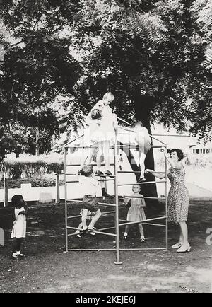 Children in the playground at the RAF Primary School on Burma Camp, Accra, Ghana, c.1959 Stock Photo