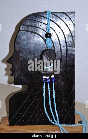 Carved wooden head, Maputo, Mozambique. Stock Photo