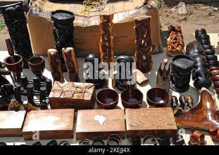 Mozambican craftsmen are very skillful and there are some beautiful sovernirs to remind you of your stay.  This souvenir market is held every Saturday Stock Photo