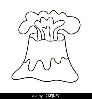 Illustration in hand drawn style. Coloring drawings for your design. Icon, pin, sticker, sign. Volcano Stock Vector