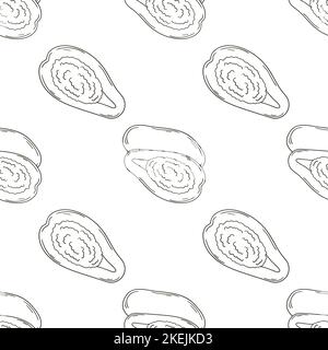 Papaya, melon tree. Monochrome pattern for kitchen, restaurant or shop. Illustration in hand draw style. Can be used for fabric, packaging, wrapping a Stock Vector