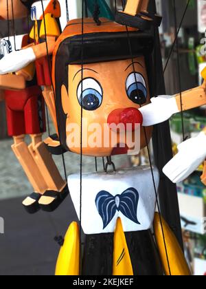 Wooden pinocchio marionette puppet toy Stock Photo