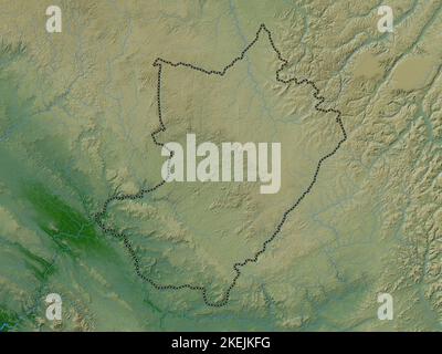 Lekoumou, region of Republic of Congo. Colored elevation map with lakes and rivers Stock Photo