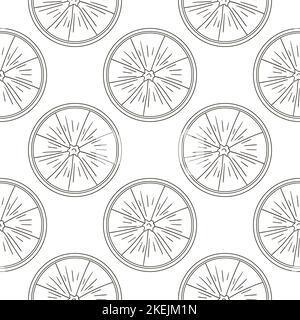 Oranges. Monochrome pattern for kitchen, restaurant or shop. Illustration in hand draw style. Can be used for fabric Stock Vector