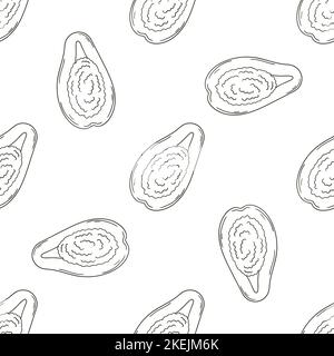 Papaya, melon tree. Monochrome pattern for kitchen, restaurant or shop. Illustration in hand draw style. Can be used for fabric, packaging and etc Stock Vector