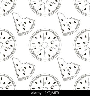 Watermelons. Monochrome pattern for kitchen, restaurant or shop. Illustration in hand draw Stock Vector