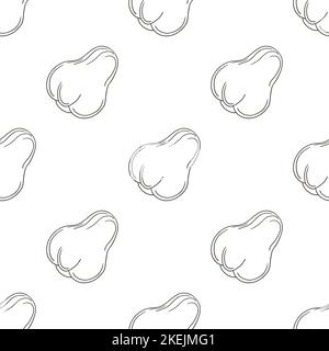 Rose apple, Chom-poo. Monochrome pattern with tropical fruits. Illustration in hand draw style Stock Vector