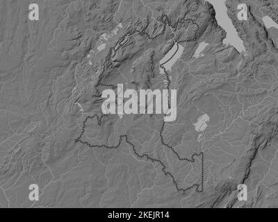 Haut-Katanga, province of Democratic Republic of the Congo. Bilevel elevation map with lakes and rivers Stock Photo