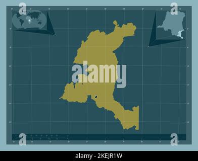 Haut-Katanga, province of Democratic Republic of the Congo. Solid color shape. Locations of major cities of the region. Corner auxiliary location maps Stock Photo