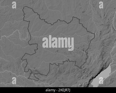 Haut-Uele, province of Democratic Republic of the Congo. Bilevel elevation map with lakes and rivers Stock Photo