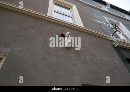 Multi-angle CCTV cameras on the wall Stock Photo