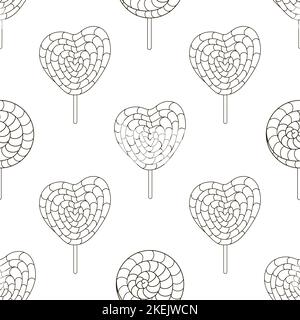 Cute pattern with sweets. Coloring lollipops seamless pattern. Candies. Print for cloth design Stock Vector