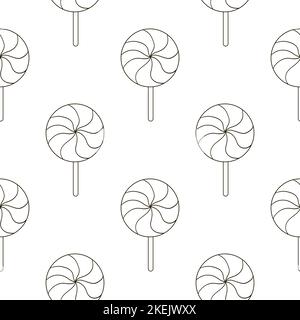 Candies. Cute pattern sweets. Coloring lollipops seamless pattern. Print for design Stock Vector