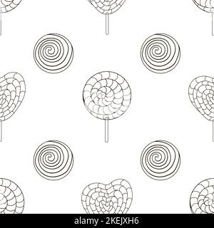 Candies. Cute pattern with sweets. Coloring lollipops seamless pattern. Print Stock Vector