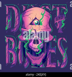 Skull vector illustration for various design needs. tattoo art. design t shirt. dust and bones. colorful skeleton head. Skate head Stock Vector