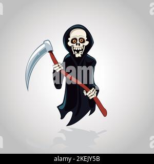 Death cartoon character illustration, grim reaper halloween. Stock Vector