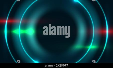 Abstract blue neon light circles frame with lighting effect on dark background technology concept. Vector illustration Stock Vector
