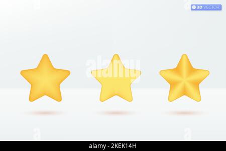 Gold Stars icon symbols. achievements and decor, Customer rating feedback concept. 3D vector isolated illustration design. Cartoon pastel Minimal styl Stock Vector